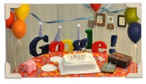 Google logo: buon compleanno. Festa del motore di ricerca