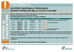 Sciopero-14-novembre-trenitalia-treni- Sciopero 29 novembre 2012: stop treni, bus e metro orari. Roma e Milano